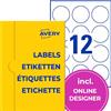AVERY Zweckform P3416-50 Etichette rotonde (600 punti adesivi, Ø 60 mm su A4, adesivi rotondi per stampare, etichette per prodotti autoadesivi, etichette per marmellate permanenti) 50 fogli, bianco