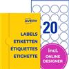 AVERY Zweckform P3413-50 Etichette rotonde (1.000 punti adesivi, Ø 45 mm su A4, adesivi rotondi per stampare, etichette autoadesive per marmellate permanenti) 50 fogli, bianco
