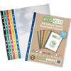 eco-eco Eco093 - Fogli di protezione per fogli A4, 100% riciclati, dorso colorato, con fori multipli, trasparente, 45 micron (confezione da 100)