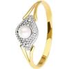 forme di Lucchetta - Anello con Perla di Fiume in Oro Giallo 18K e Pavé Diamantato - Misura 22 - Regalo Donna Elegante