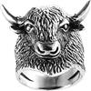 PAURO Uomo Toro Toro Testa Biker Anello Argento Nero Vintage in Acciaio Inossidabile Animale Gioielli Taglia 17
