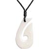 81stgeneration Collana con Osso di Amo da Pesca Hei Matau | Ciondolo in Osso Intagliato a Forma di Gancio Hawaiano con Incisioni | Amuleto Taonga da Donna in Stile Maori | Collana Hawaii da Uomo