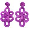 MAJALE Orecchini Colore Donna Lunghi Flamenca - Leggeri, Matrimonio, Festa, Occasioni Speciali - Cerchi Ricamati Stile Cordone di Seta, Talla única, Tessuto