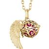 Morella Collana Catenina Donna Angelo Custode in Acciaio Inox Oro 70 cm con Ciondolo ad Ali di Angelo e Sfera zirconi Pink 16 mm in Sacchetto di Velluto