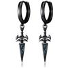 Midir&Etain Orecchini pendenti a forma di spada, piuma, spuntoni, croci, per uomo e donna, in argento Sterling 925, stile punk nero, orecchini a cerchio, gioielli gotici, Piccolo, Argento sterling, Abalone