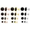 MicVivien 4 coppie Orecchini rotonda nero Acciaio inossidabile per Uomo e Donna, diametro 6mm-12mm