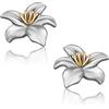 CHIC & ARTSY Orecchini a bottone a forma di fiore in argento sterling 925 Delicati orecchini a forma di fiore di giglio per donna Gioielli ipoallergenici per donna