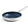 Blue Diamond Cookware Triple Steel Padella Antiaderente in Acciaio Inossidabile in Ceramica da 24 cm, Tri-Ply, Senza PFAS, Multistrato, Induzione, Forno, Lavabile in Lavastoviglie, Argento