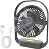 SURFOU Ventilatore da Tavolo 4000mAh, Senza Fili, 4 Velocità, 2 Modalità Luce Notturna, Ricaricabile USB-C, Fino a 20 Ore di Autonomia, Silenzioso, per Camera, Comodino, Ufficio e Viaggi, Nero