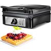 MPM MGO-24 Macchina Professionale per 2 Cialde Belghe Spesso, Waffle Maker, Piastre Antiaderenti, Regolatore di Temperatura, Nero, 1400W