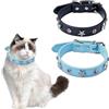 KASESSS 2 Pezzi Collare Gatto Con Stella Scintillante E Strass Rosa, Collarino Gatto In Pelle Pu Regolabile Con Circonferenza, Collare Per Gatti Con Fibbia In Metallo, Collarino Cane Taglia Piccola