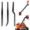 HSYTEK 3 pinzette da cucina in acciaio inox, da 25 cm, adatte per la preparazione di bistecche, buffet, cuocere, grigliare e manipolare (nero) (nero 1)