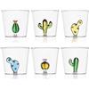 Ichendorf Vetro Set 6 Bicchieri da Acqua Decorati Cactus Desert Plants, 300ml