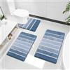 SHACOS Tappeto Bagno Set di 3 Antiscivolo, Tappetini Assorbente 50 x 80 cm Lavabile Tappetino Morbido Microfibra, Blu