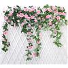 JUSTOYOU 2 pacchi 7.2ft artificiali finti ghirlanda di rose viti appesi fiori di seta per interni matrimonio all'aperto parete decorazione bagno Badroom (rosa)
