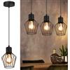 Lichtmaler Lampadario a Sospensione Vintage - Lampada Cucina da Soffitto Industriale - Lampadari Nero Rustico Ferro Battuto Luci E27 per Soggiorno Cameretta Corridoio