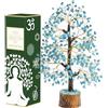 Crocon Turquoise Gemstone Money Tree Feng Shui Bonsai for Reiki Healing Chakra Stone Balancing Energy Generator Spiritual Meditation Home Interior Office Decor Size 10-12 Inch