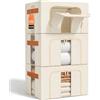 NiuBeBe Borsa portaoggetti pieghevole in metallo: contenitore impilabile con coperchio per il guardaroba, organizer per biancheria da letto (beige 3 x 100 L)