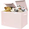 GRANNY SAYS Scatola portaoggetti rosa, confezione da 1 grande scatola per giocattoli per ragazze, scatole rosa con coperchi, cestino per giocattoli e biancheria da letto per bambini