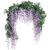 JUSTOYOU Ghirlanda di glicine artificiale, 2 pezzi, 1,8 m, fiori finti, per esterni e interni, decorazione da parete per matrimoni (viola)