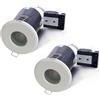 Sweier 2XSweier Faretto da incasso a soffitto bianco, Faretto da incasso LED impermeabile IP65, resistente al fuoco 90 minuti, 230V GU10, senza trasformatore (lampadina non inclusa).