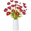 Fairblo 6 Pezzi Fiori Artificiali di Papavero con Vaso 60 cm Fiori Finti per Decorazioni Rossi Bouquet di Papavero Finti in Seta Poppies Artificiali per Interni Vaso Centrotavola Matrimonio