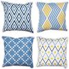 Penguin Home Set di 4 federe per cuscini 45 cm x 45 cm Federe per cuscini quadrati double face 100% cotone e federe con cerniera invisibile per soggiorno, divano, 18x18 pollici (Blu Navy/Giallo)