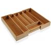 Generico Portaposate in Bambù Estensibile per Cassetti - Organizer Cucina con 7 Scomparti Regolabile da 25 a 39 cm, Porta Posate e Utensili da Cassetto in Legno Bamboo Naturale, Divisore Cassetto Cucina