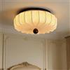 meibeileil Rotonda Lanterna Plafoniera Soffitto,Bianco Wabi-Sabi Paralume Tessuto Φ40Cm Lampada Da Soffitto,Stampa Boho Beige Lampadario Led Soffitto Dimmerabile Con Telecomando per Soggiorno,Cucina.