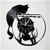 Smotly Orologio da Parete in Vinile, orologio da parete a tema gatto e pesce, regalo orologio da parete digitale per la decorazione della casa dell'artista. (Senza luce)