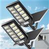 Adewalk 1000W*2 Lampione Solare Led Esterno con Telecomando, IP67 Impermeabile Lampada Stradale Solare con Sensore di Movimento, 6500K Super Bright Lampioni da Giardino Esterno Solari per Garage