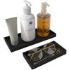 BLESWIN Vassoio da bagno in silicone, 20x10 cm + 30x12,5 cm per il serbatoio del WC, vassoi da cucina, rettangolare, antiscivolo, facile da pulire e infrangibile, per profumi e cosmetici (Nero)