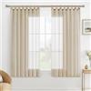 MIULEE Tende per Interni Trasparente Tenda Voile con Passanti， Anelli Soggiorno Moderne Eleganti 2 Pezzi Cachi Chiaro 140 x 175 CM