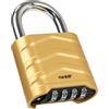 HMF Lucchetto a combinazione con codice a 4 cifre, lucchetto robusto in lega di alluminio | 5,6 x 2,6 x 8,7 cm | Or