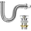 Dyaucwpo Tubo Scarico Lavandino, Kit di Scarico Lavandino Bagno, Kit Scarico Antiodore a Prova Di Odori e Insetti, Kit per Sifone con Scarico, Con Filtro Pop-Up Tappi di Scarico, per Bagno Cucina