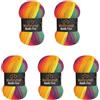 Wollbiene 5 gomitoli di lana Batik Fine da 100 g, 500 g, con gradiente, multicolore (5910 arcobaleno)