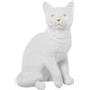 DRW Figura di un gatto seduto in ceramica bianca sabbia e oro 27x19x15 cm