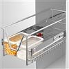 BAKAJI Cassetto Telescopico Mobili Cucina Cestello Mensola Estraibile Mobile Salvaspazio con Binario in Acciaio Inox (30 cm)