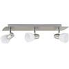 Eglo Lampada da soffitto Enea, plafoniera a 3 luci, faretti da soffitto in metallo nichel opaco, vetro satinato bianco, lampada per soggiorno, spot con attacco E14, L 50 cm