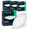 V-TAC 4x Faretti LED da Incasso Rotondo 6W - PRO SERIES - Diametro 120 mm - 660 Lumen - IP20 - per Soffitto, Casa, Cartongesso - Mini Pannello - Lampada - Foro 107-112mm - Luce Fredda 6500K