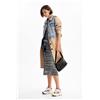 Desigual, Trench in denim ibrido, Marrone, L