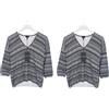 Armani Jeans Blusa Donna EU 42 Rigata Maniche 3/4 Scollo a V 2 Pezzi