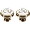 cyclingcolors 2x Pomello per cassetto finitura ottone porcellana ceramica 35 mm stile vintage antico per mobile porta maniglia comò armadio casa con viti