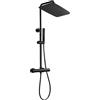 JOHO Colonna Doccia in Acciaio INOX con Miscelatore Termostatica, Asta Doccia Saliscendi con Soffione e Doccetta, Set Doccia a Pioggia con Soffione 35x25 cm Nero