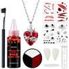 O-Kinee Kit Trucco Halloween, Sangue Finto, Denti Vampiro, Tattoo Cicatrici, Trucco Nero Bianco Rosso, Make Up per Costume Vampiro, Carnevale, Clown, Trucco Effetti Speci