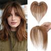 Benehair Toupet Capelli Donna Veri con Clip 5x12cm Air Frangia Clip Capelli Veri Fatto a Mano Extension Clip Capello Naturali con Frangia, 9g Marrone Chiaro #06