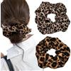 THQAE 2 PCS Elastici Capelli Donna Leopardato, scrunchies per capelli con stampa leopardata, Elastico in tessuto con elastico a spirale all'interno, Comodo elastico per capelli da donna e da uomo