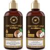 BUYWOW WOW Skin Science Set di shampoo e balsamo al latte di cocco - Set di shampoo e balsamo senza parabeni solfati - Set di shampoo e balsamo per capelli ricci (marrone, set da 2 pezzi)
