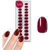 DOONAILS® - Press On Nails 30 pezzi Love Paris, unghie rosso scuro da incollare, copertura completa in qualità salone, finte unghie in gel morbido, sensazione naturale e confortevole