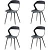 GrandCA HOME Set di 4 sedie da pranzo con schienale cavo, gambe in metallo nero massiccio (nero, 4)